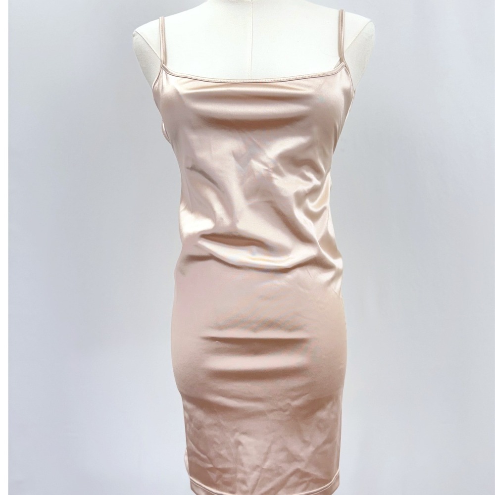 SER.O.YA Satin Slip Dress Medium Champagne Gold Bodycon Mini Spaghetti Strap NWT